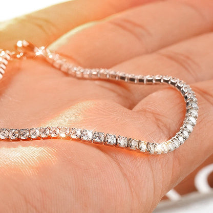 Fine Moissanite Tennis Bracelet – 18K White Gold Plated, Delicate Gift
