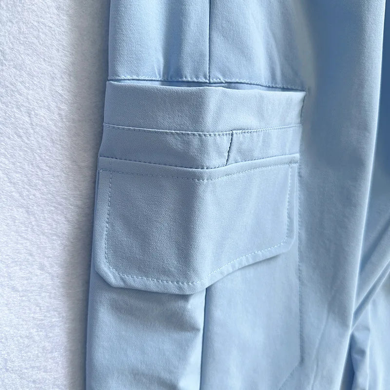Trendy loose-fit drop-crotch casual trousers