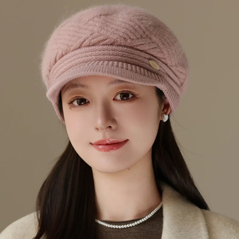 Rabbit Fur Blend Beanie – Casual Streetwear Winter Cap