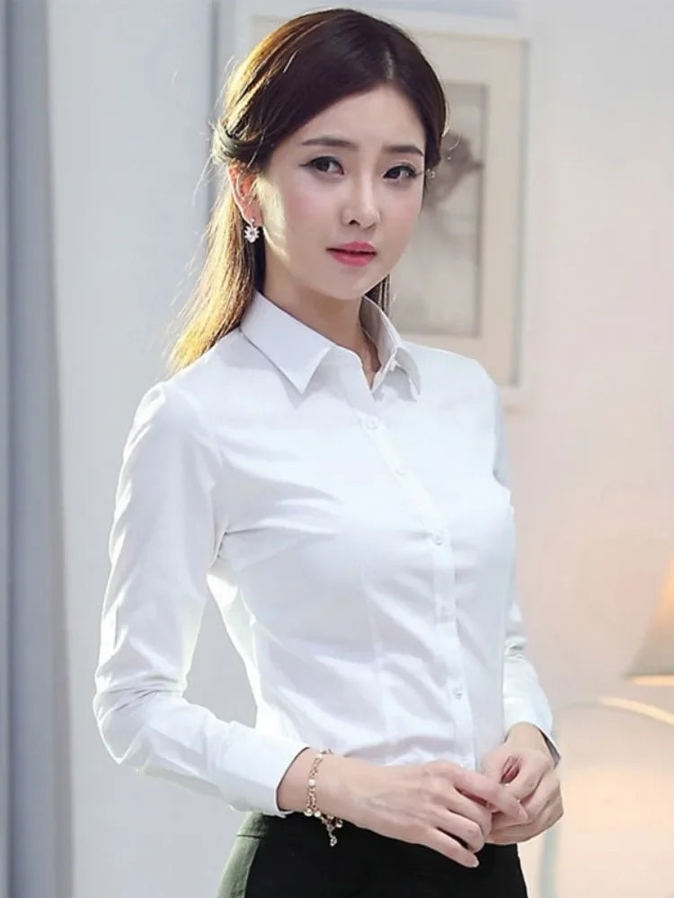 Plus Size White Shirt – Long Sleeve Professional Work Top