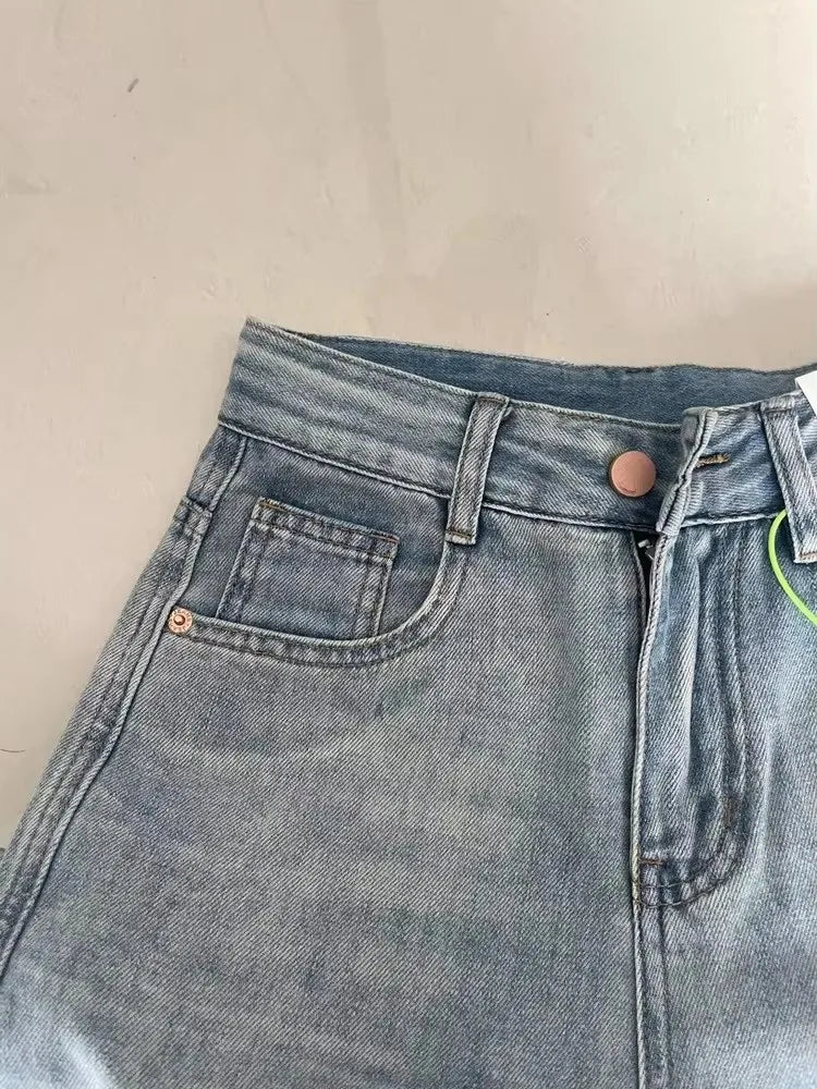 Low-waist loose-fit punk streetwear denim pants