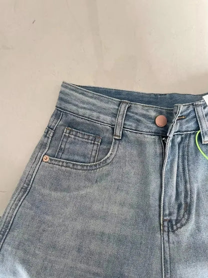 Low-waist loose-fit punk streetwear denim pants