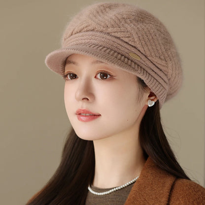 Rabbit Fur Blend Beanie – Casual Streetwear Winter Cap