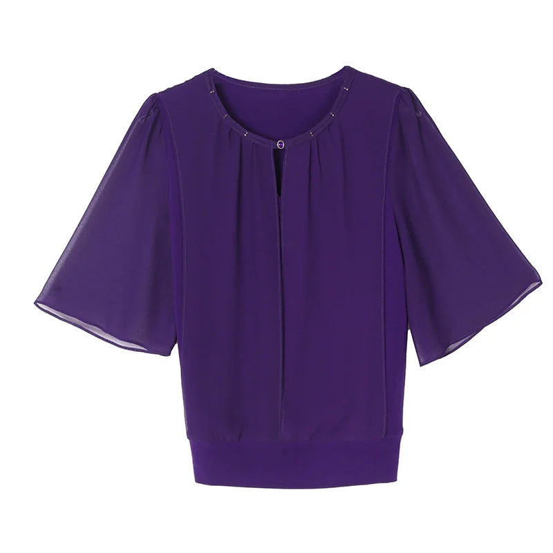 Women’s summer half-sleeve chiffon blouse