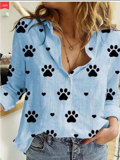 Women’s vintage cotton linen long-sleeve blouse