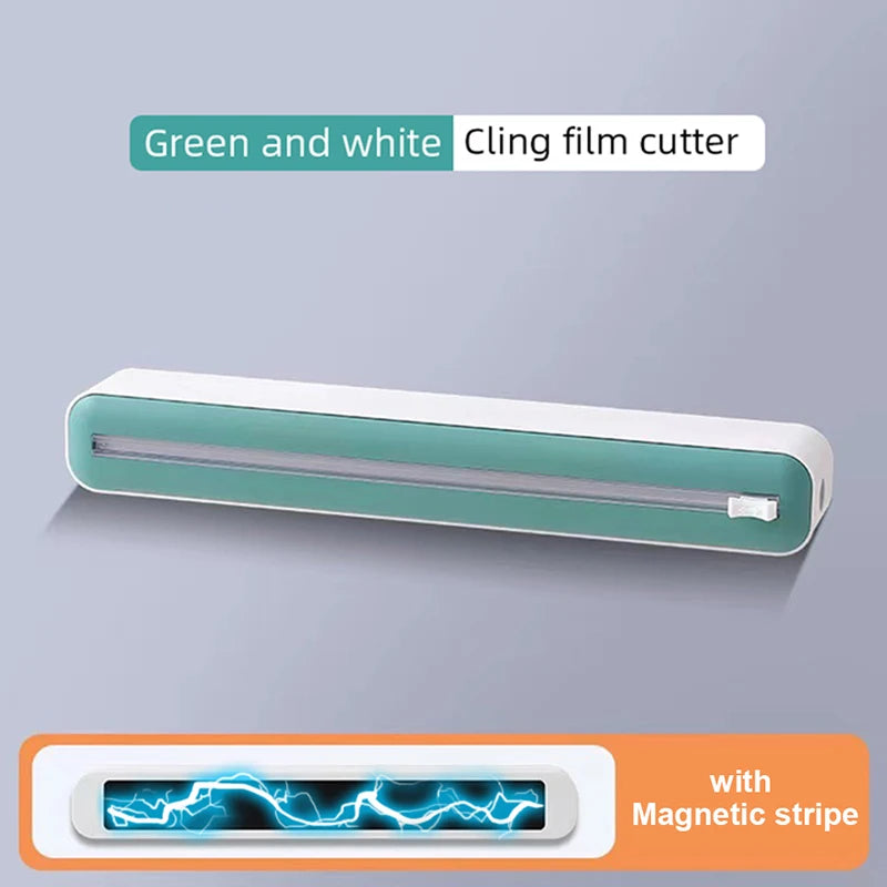 Foil and film storage box with built-in blade
