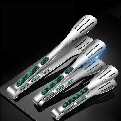 Non-slip stainless steel food tongs for cooking