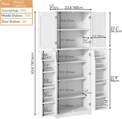 High kitchen cabinet with enclosed shelving for tidy pantry space