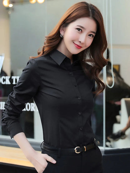 Plus Size White Shirt – Long Sleeve Professional Work Top
