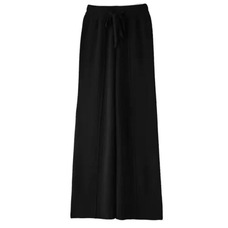 Women’s Merino Wool Knitted Wide Leg Pants – Autumn/Winter Casual Trousers