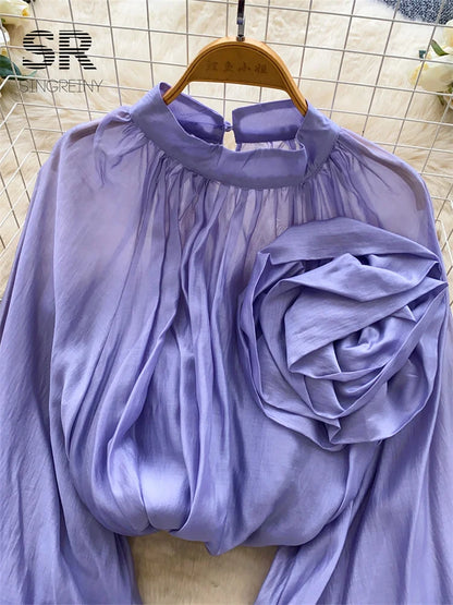 Elegant solid-color women’s blouse for everyday wear