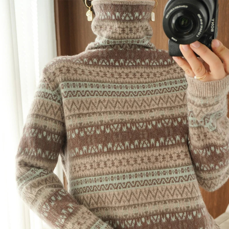Women’s 100% wool cashmere high-neck sweater