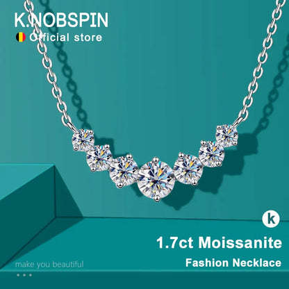Moissanite Necklace – 925 Sterling Silver, 18K White Gold Plated