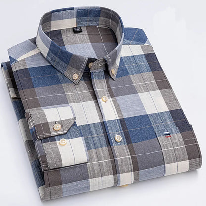 Smart casual cotton shirt with long sleeves, perfect for office or daily wear