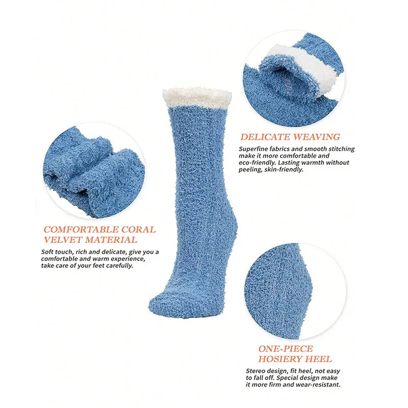 4 Pairs Women’s Fuzzy Socks – Warm, Thick & Soft