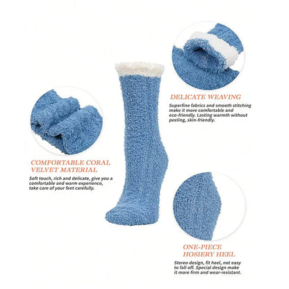 4 Pairs Women’s Fuzzy Socks – Warm, Thick & Soft