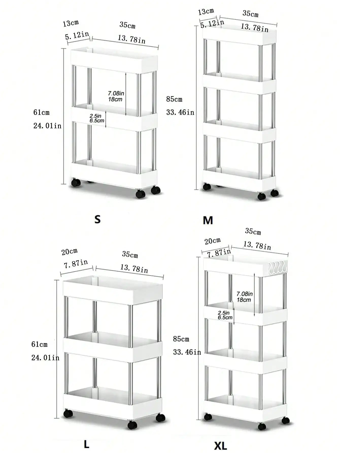 Movable slim storage rack for versatile home organization