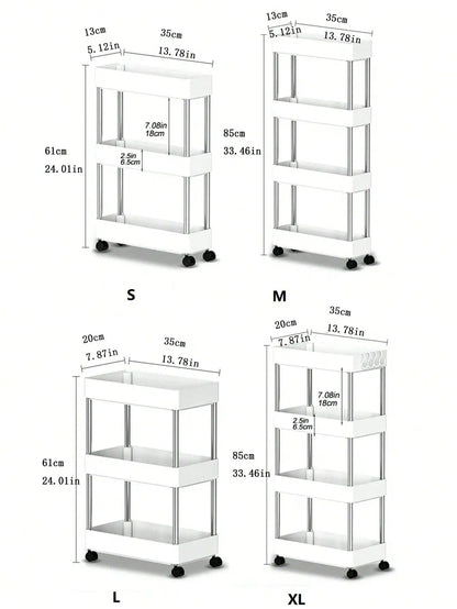 Movable slim storage rack for versatile home organization