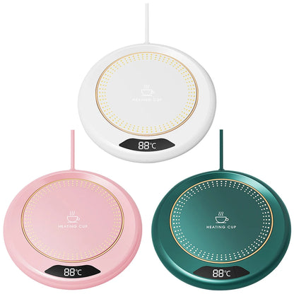 Compact USB beverage warmer with three temperature levels—perfect for hot drinks at your desk