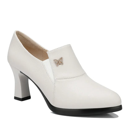 Chic Leather Women’s Pumps – Trendy Spring Office Shoes