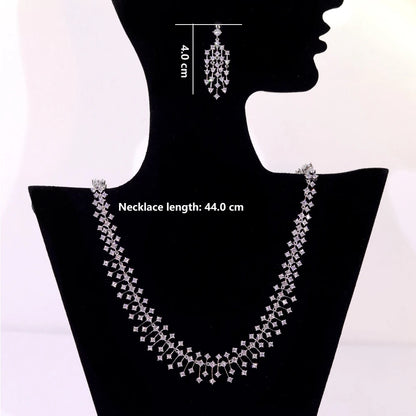 ASNORA CZ Bridal Necklace Set – Water Drop Wedding Design