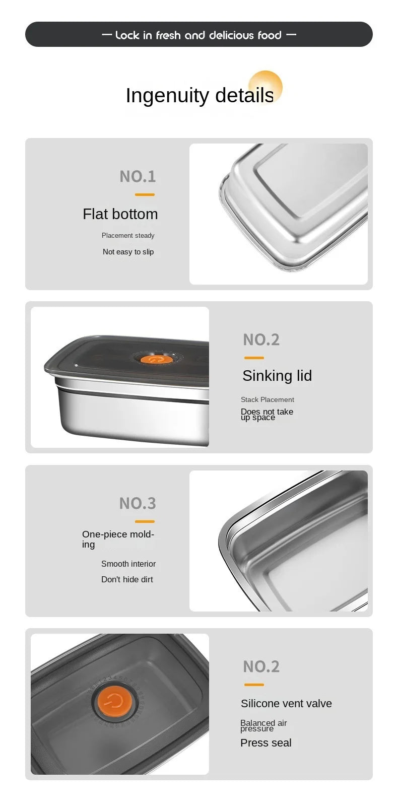 316 stainless steel leak-proof bento lunch box