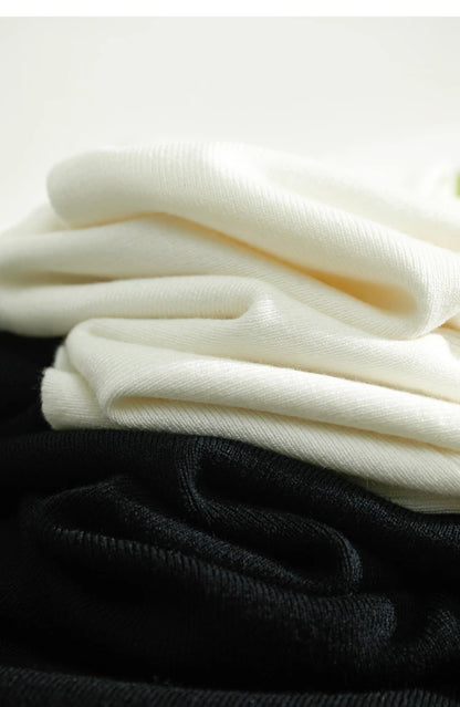 Slim-fit color-contrast pullover minimalist half-high collar sweater
