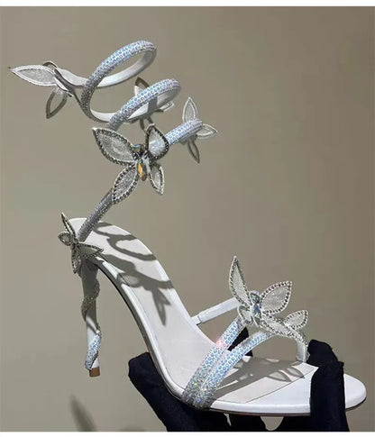 Crystal Butterfly Sandals – Sexy High Heel Gladiator Style
