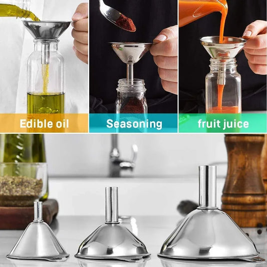 Small funnels for essential oils, liquids, and powders