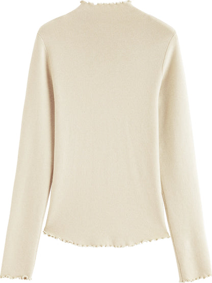 Women’s petite half-high collar embroidered knit sweater