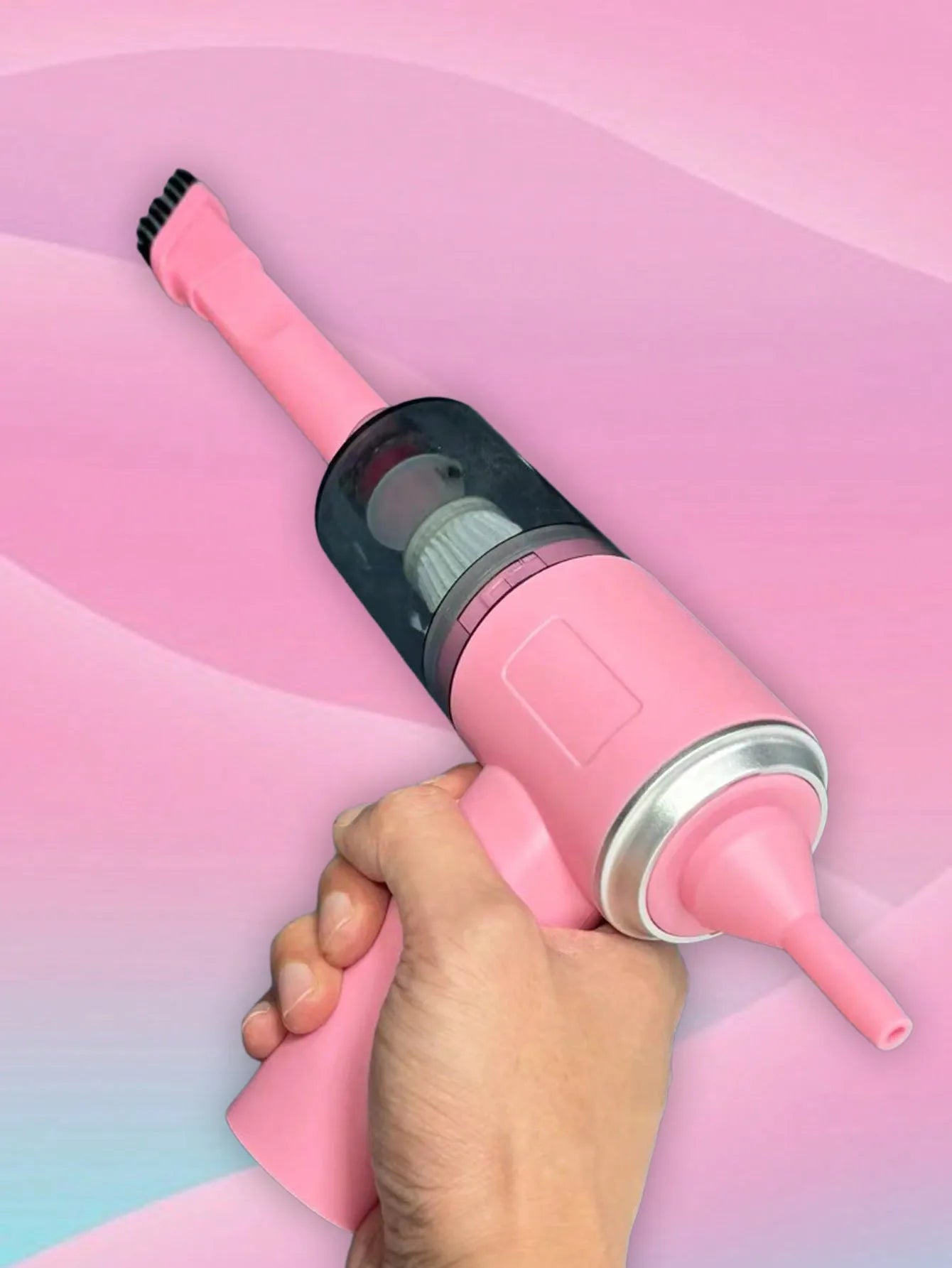 Compact handheld vacuum with suction, blow, and brush functions