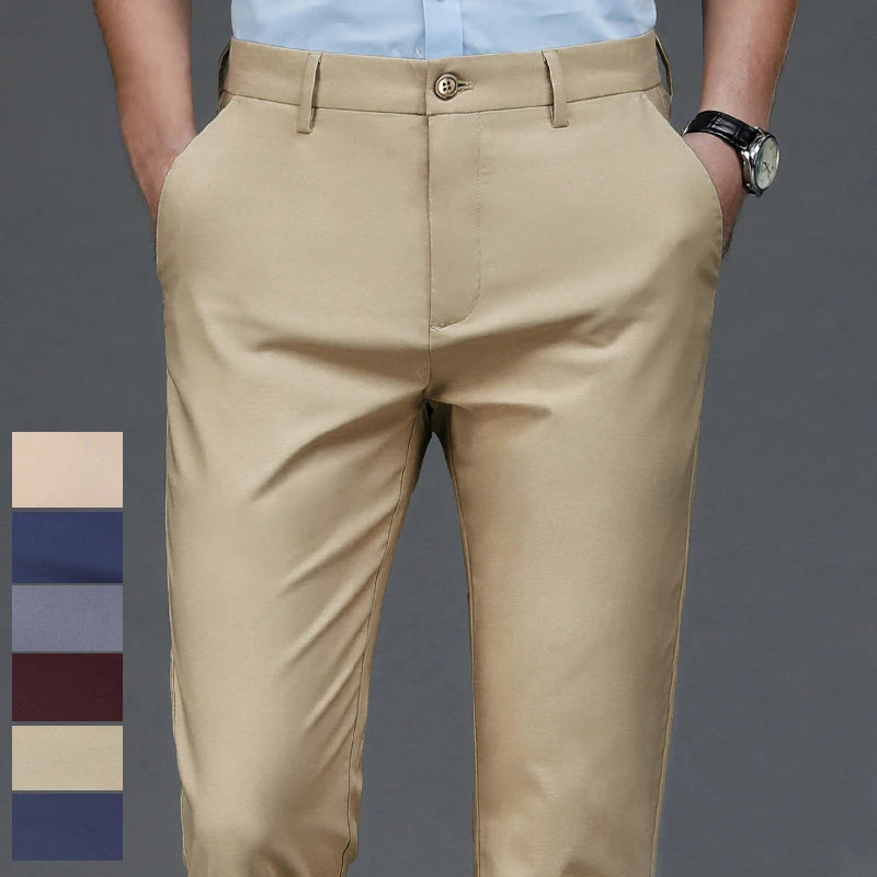 Men’s black stretch smart casual trousers