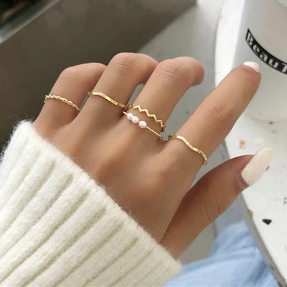Chic Geometric Ring Set – 11PCS Trendy Party Jewelry