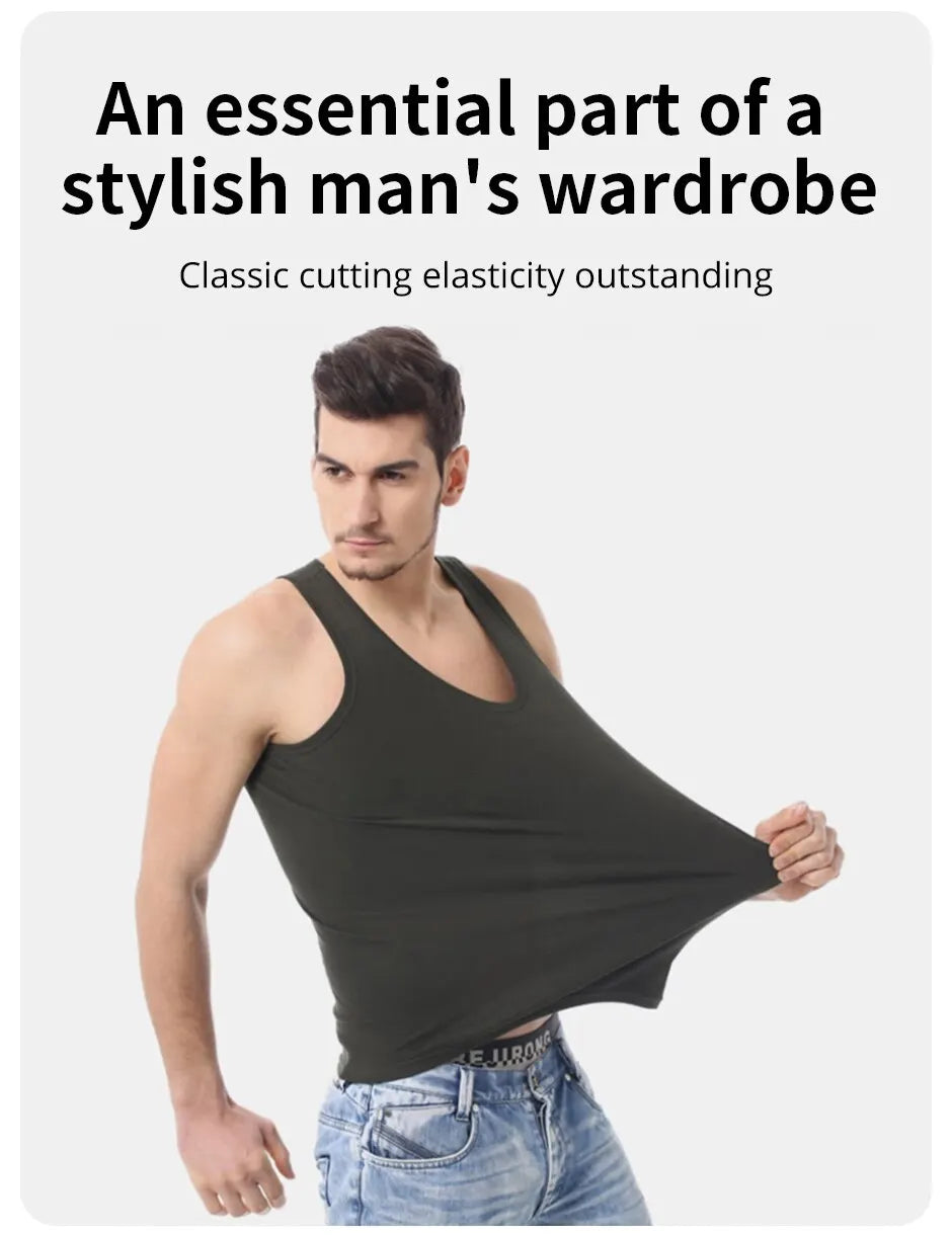 Men’s cotton sports skinny vest, 1/3/5 pack