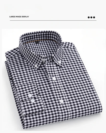 Premium 100% cotton Korean plaid shirt—slim fit, stylish, and comfortable