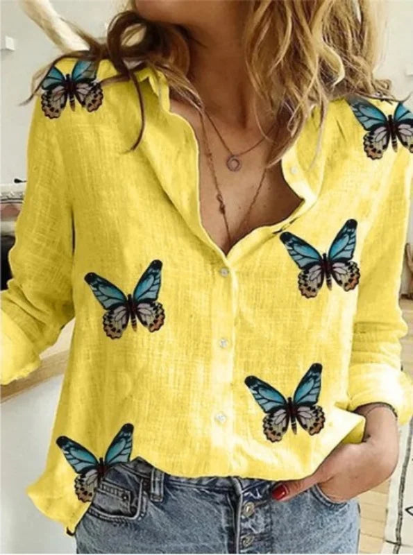 Women’s vintage cotton linen long-sleeve blouse