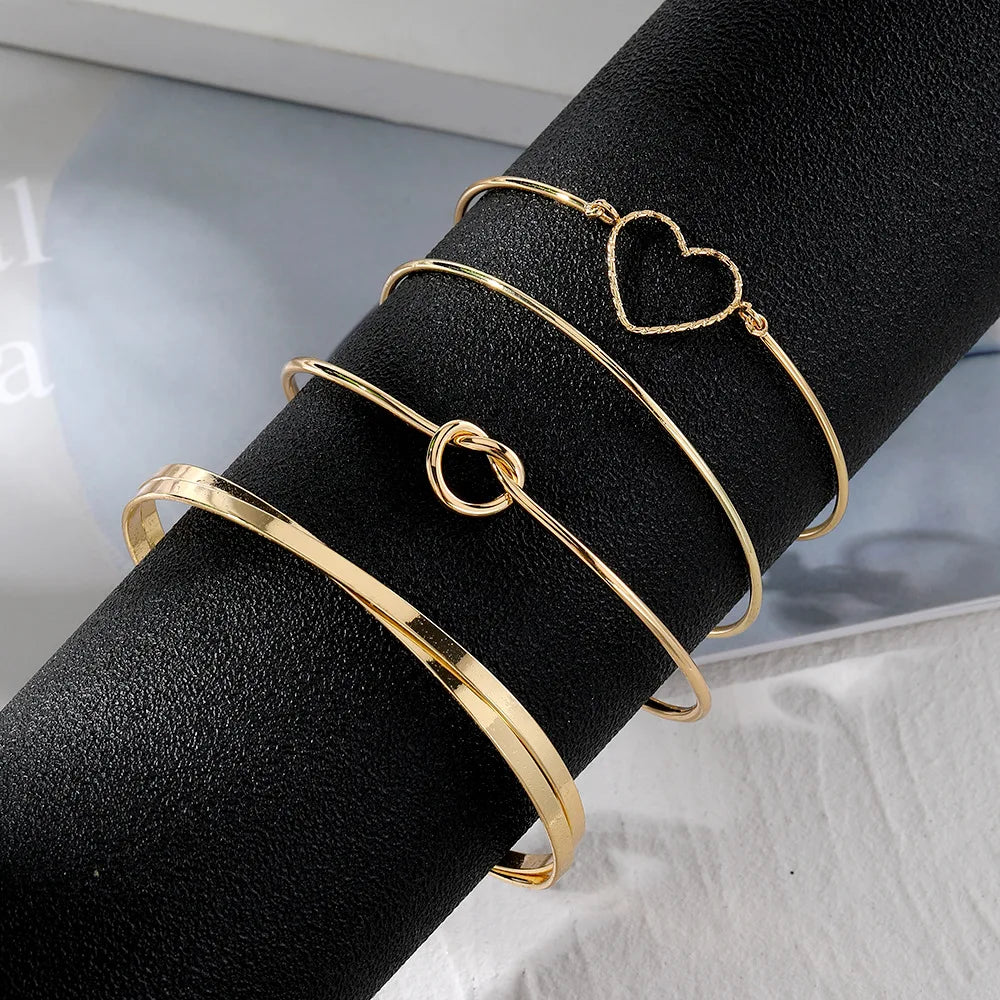 4PCS Stainless Steel Bracelets – Woven Twist Bangles