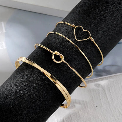 4PCS Stainless Steel Bracelets – Woven Twist Bangles