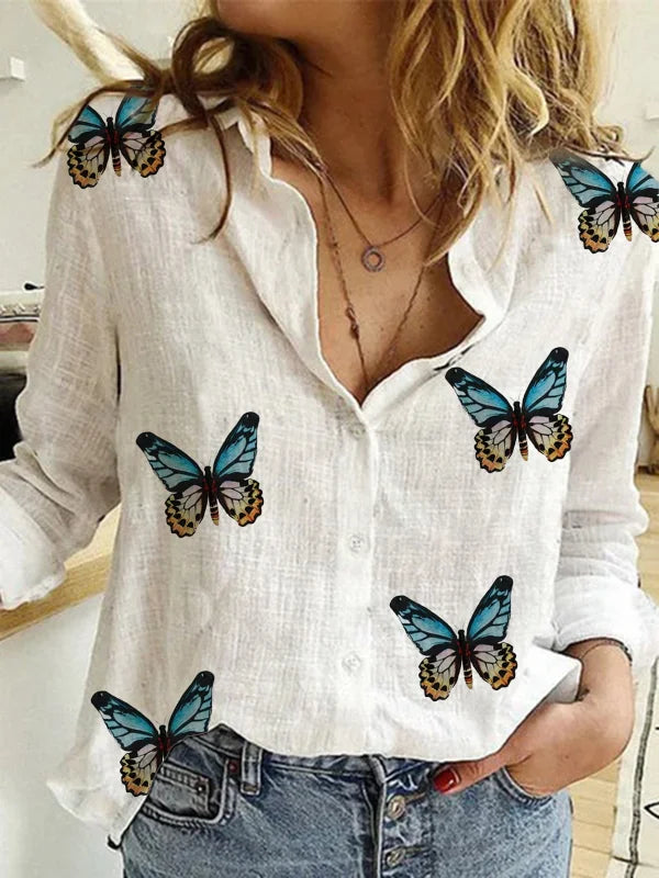 Women’s vintage cotton linen long-sleeve blouse