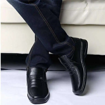 Men’s Waterproof Leather Shoes – High Top, Warm Winter Slip-On
