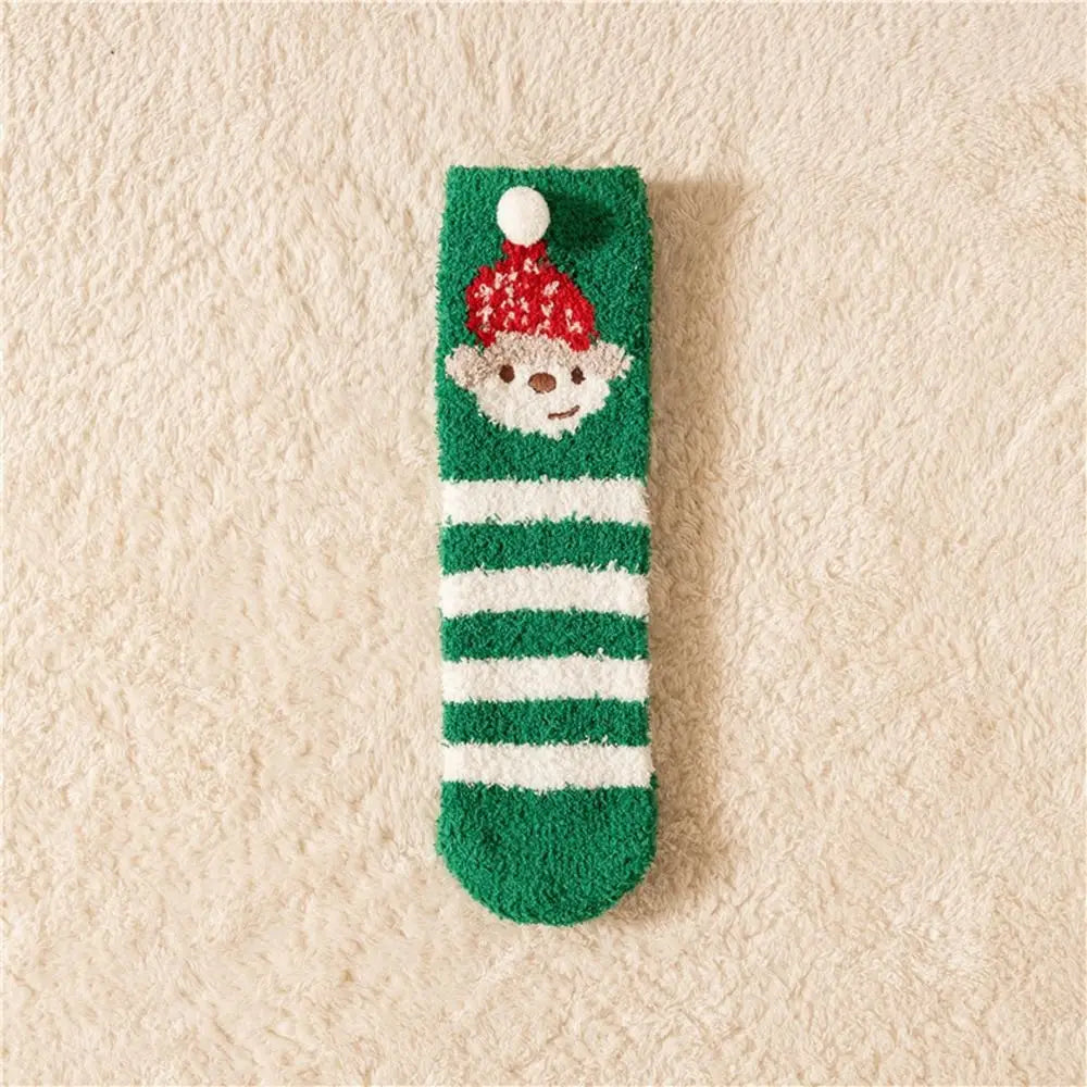 Cute Santa & Elk Socks – Thick Cozy Floor & Sleep Socks