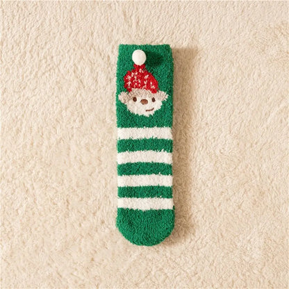Cute Santa & Elk Socks – Thick Cozy Floor & Sleep Socks