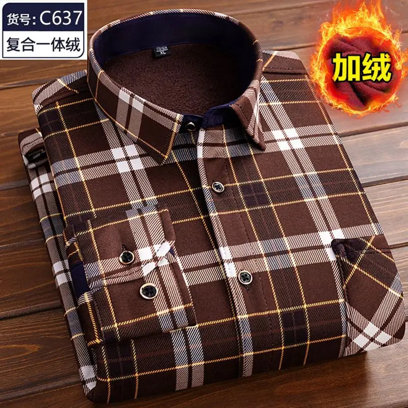 Men’s winter plaid shirt—soft, thick, and ideal for cold weather