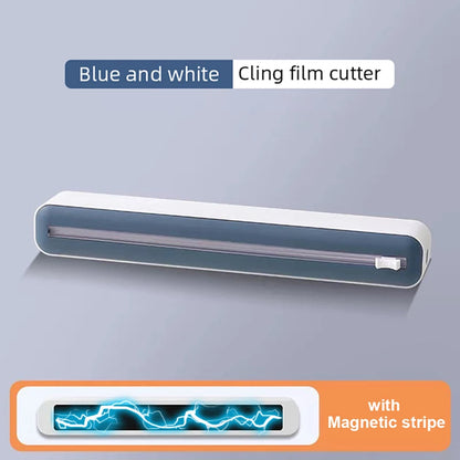 Foil and film storage box with built-in blade