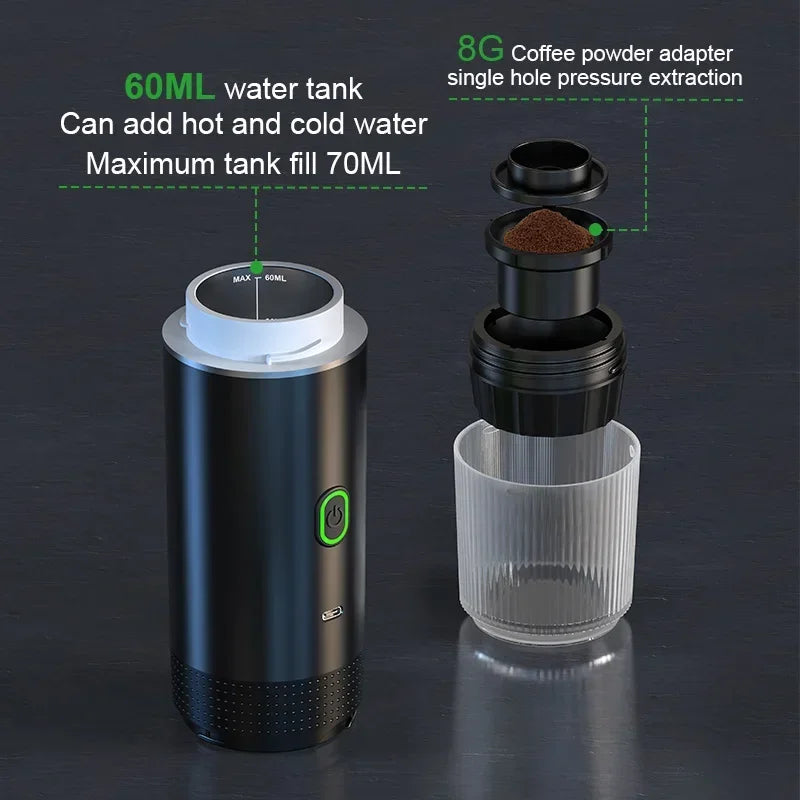 Electric handheld espresso maker—perfect for on-the-go brewing