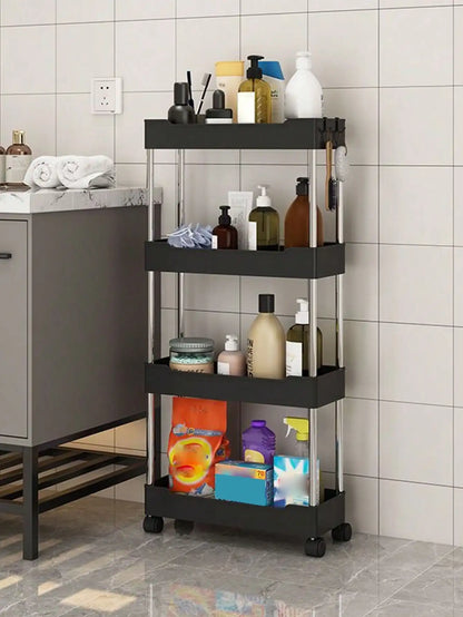 Movable slim storage rack for versatile home organization