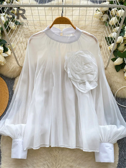 Elegant solid-color women’s blouse for everyday wear