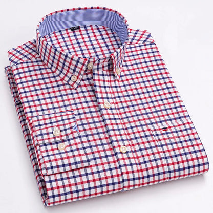 Smart casual cotton shirt with long sleeves, perfect for office or daily wear