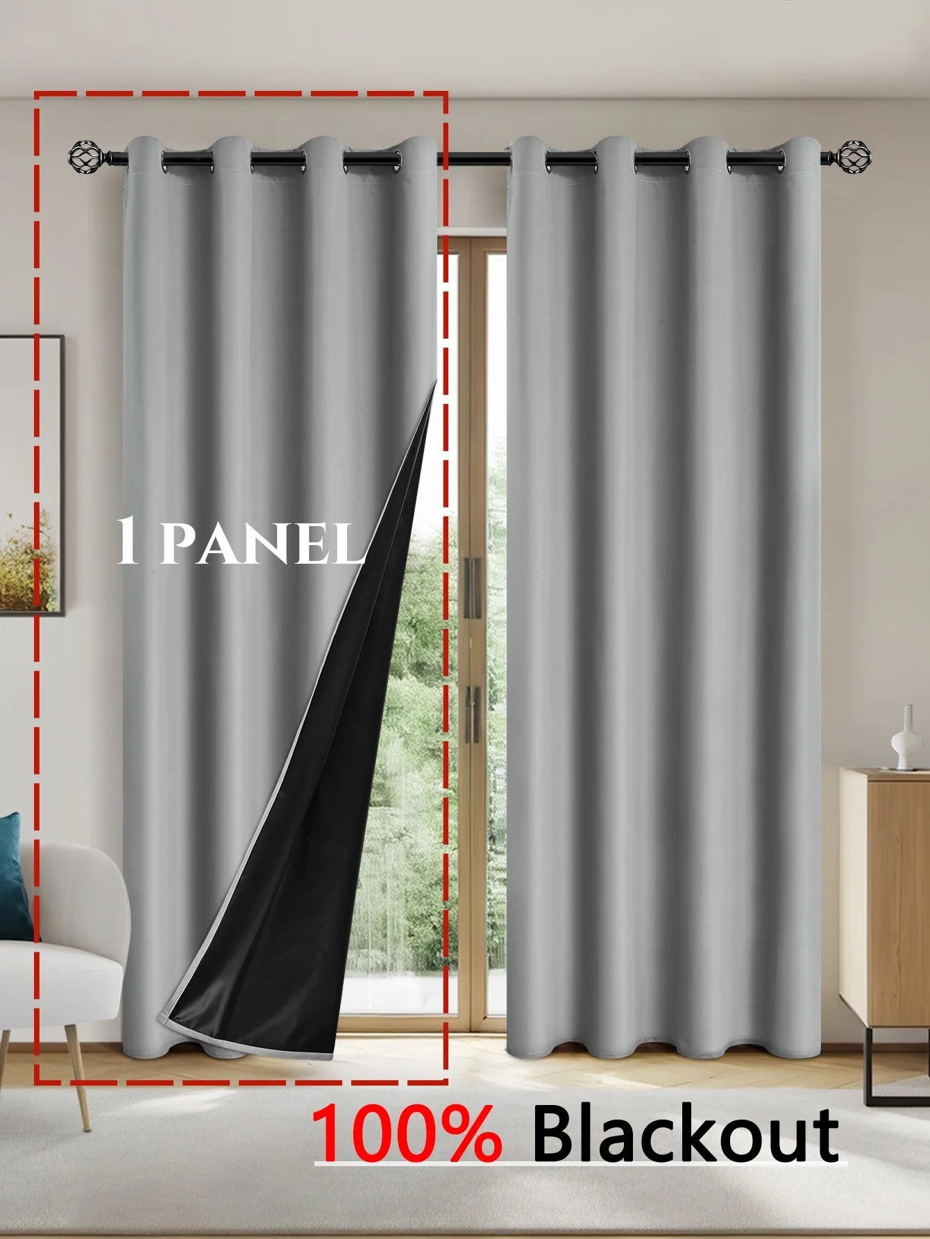 Privacy Drapes for Bedroom, Living Room,100% Blackout Curtains with Grommets.