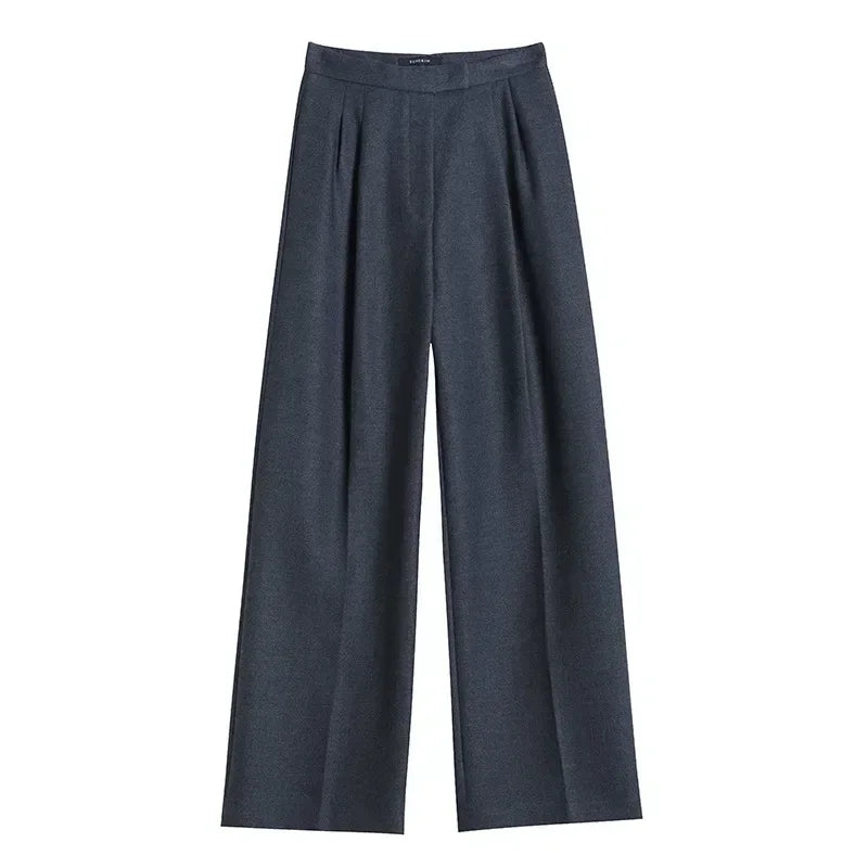 Women’s slim high-waist wool pants, autumn casual